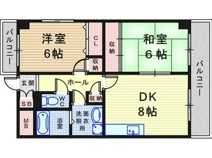 グランピック(2DK/4階)の間取り写真