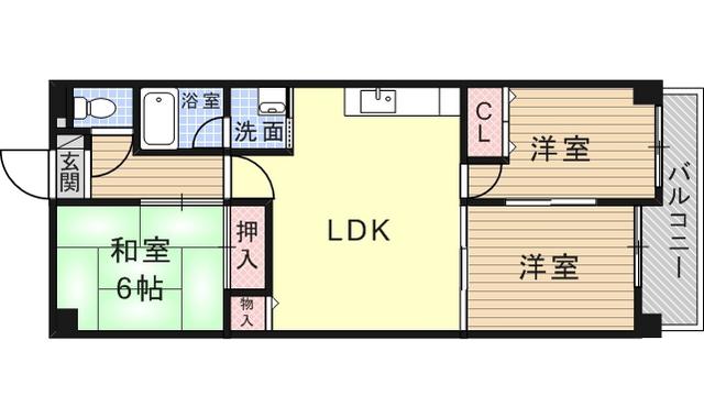 ファースト園田(3LDK/4階)の間取り写真