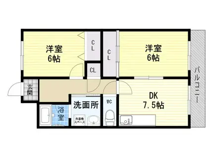 ヴェルドミール園田(2LDK/5階)の間取り写真