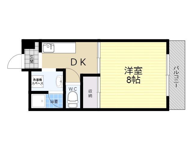 コスモフラット東園田(1K/4階)の間取り写真