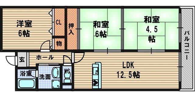 ロードス93(3LDK/4階)の間取り写真