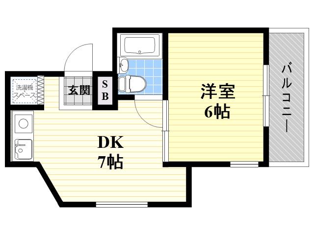 リバージュ東園田(1DK/4階)の間取り写真