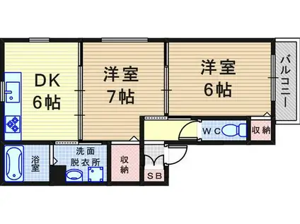 エクセルコート(2DK/2階)の間取り写真