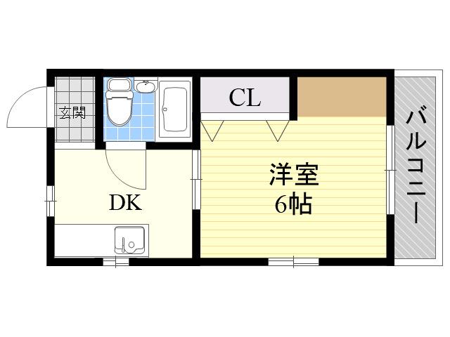 ハイツつばき(1DK/3階)の間取り写真