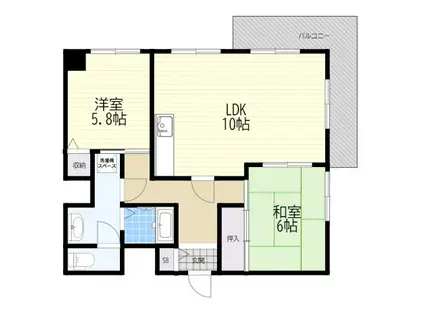 マイクン椎堂(2LDK/1階)の間取り写真