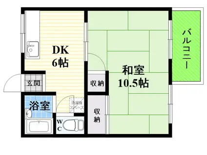 メルヘンハイツ東園田(1DK/1階)の間取り写真