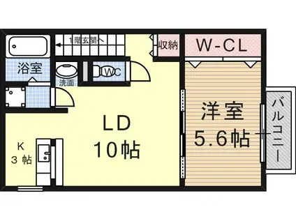 リヴィエーレ ドゥ(1LDK/2階)の間取り写真