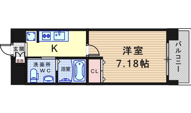 ラージウェル園田(1K/5階)の間取り写真