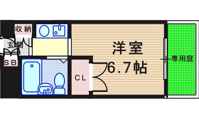 コートハウス(1K/1階)の間取り写真