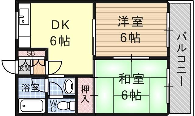 ファミールハイツ(2DK/3階)の間取り写真