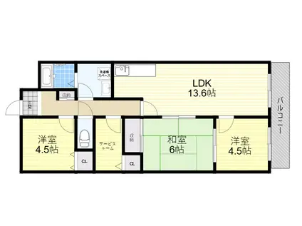 レーベンハイム(3SLDK/3階)の間取り写真
