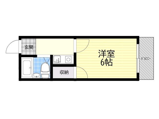 SANTO LALUZ SONODAHIGASHI(1K/2階)の間取り写真