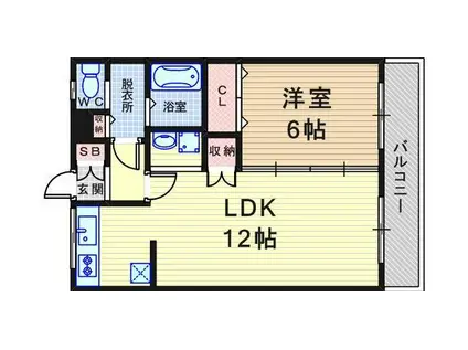ロイヤルシャトー園田(1LDK/3階)の間取り写真