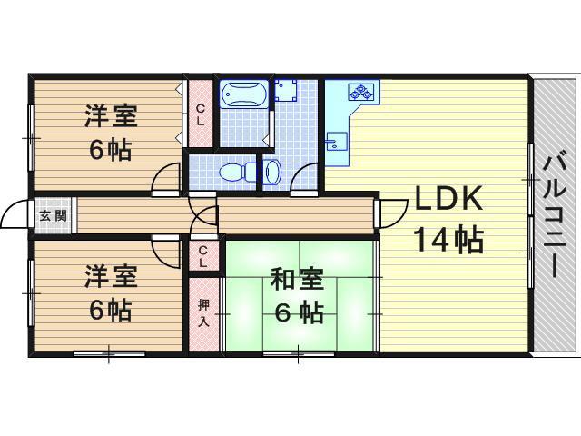 フクスイ(3LDK/4階)の間取り写真