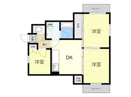 近松パークサイドM1(2LDK/4階)の間取り写真