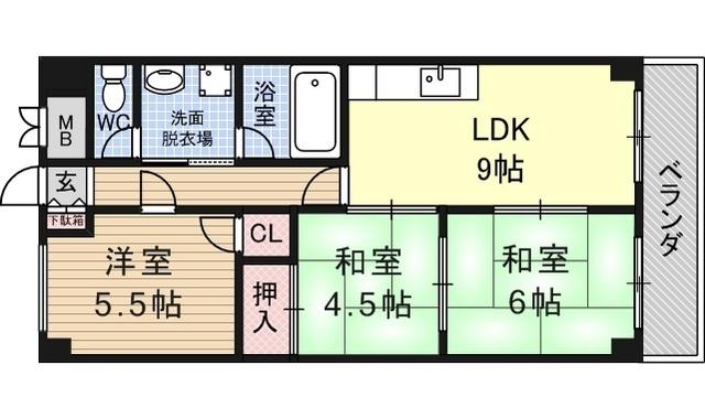ハイム高木131(3LDK/3階)の間取り写真