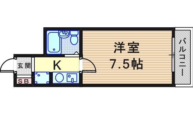 ロールス園田(1K/1階)の間取り写真