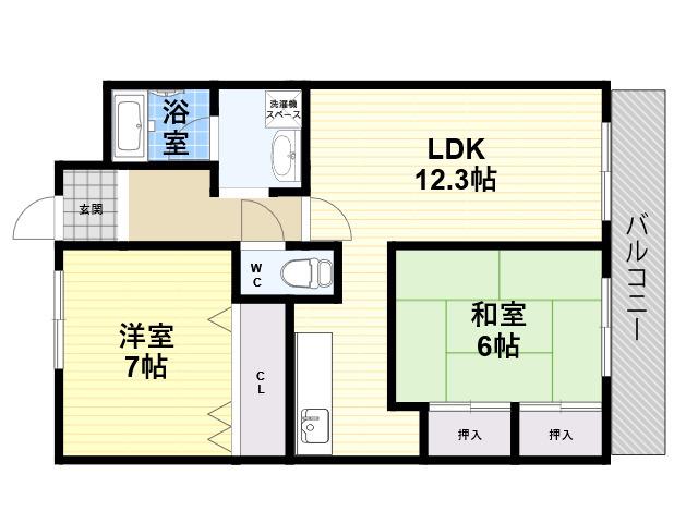 ソリオ北園田(2LDK/1階)の間取り写真