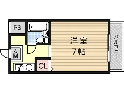 猪名寺パークマンションⅠ(1K/6階)の間取り写真