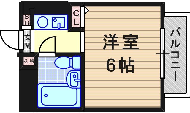猪名寺パークマンションⅠ(1K/6階)の間取り写真