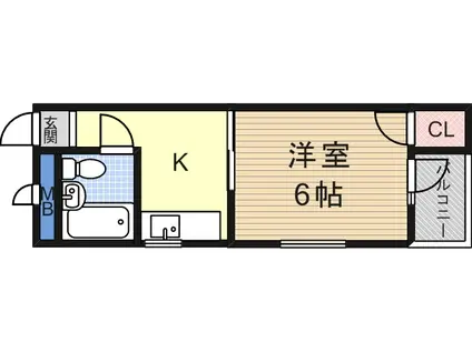 ロイヤルコート東園田(1K/2階)の間取り写真