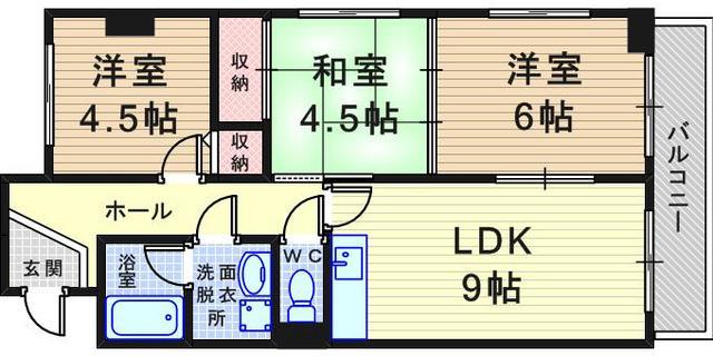 シュネム園田M2(3LDK/4階)の間取り写真