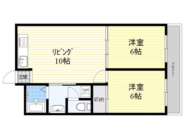 ロイヤルガーデン(2LDK/3階)の間取り写真