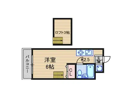 キューブ東武庫之荘1(1K/3階)の間取り写真