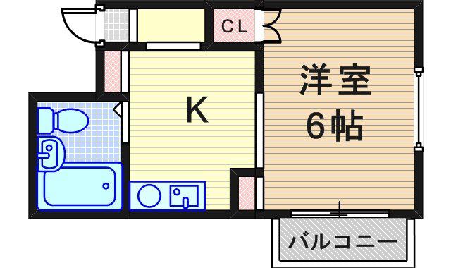 メゾンド・マール学園前(1K/2階)の間取り写真