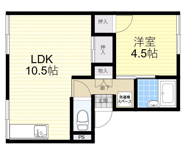 古川ハイツ(1LDK/2階)の間取り写真