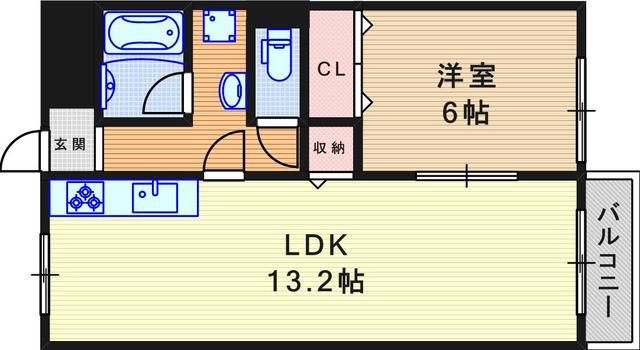 若菱ハイツ(1LDK/2階)の間取り写真