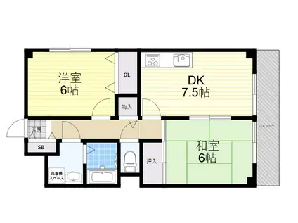 ハイツ桜ヶ丘(2DK/4階)の間取り写真