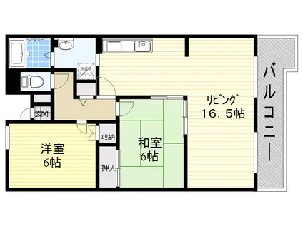 シャーメゾン燦燦東館(2LDK/2階)の間取り写真
