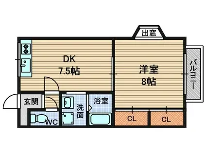 メゾンVIVIO(1DK/2階)の間取り写真