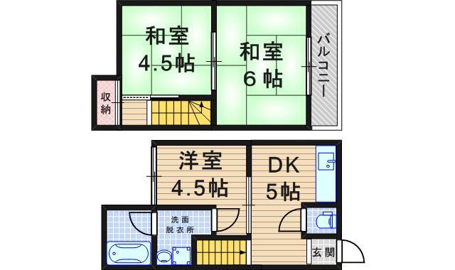 JR東海道・山陽本線 立花駅 徒歩16分 2階建 築58年(3DK)の間取り写真