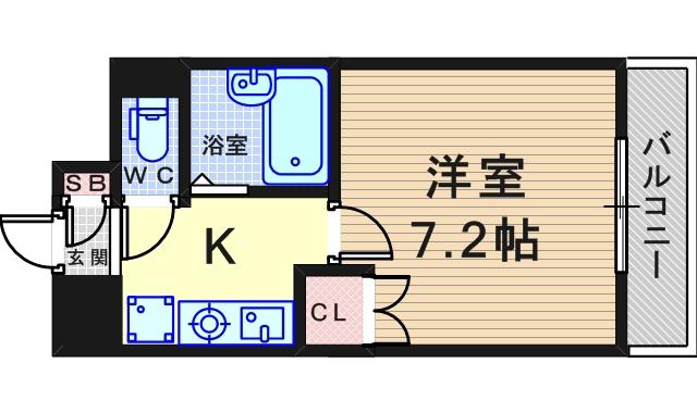 スタジオニュートラッド(1K/4階)の間取り写真