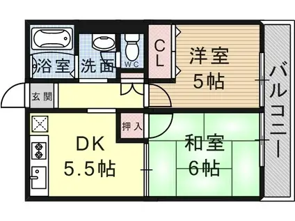 JR福知山線 塚口駅(ＪＲ) 徒歩16分 2階建 築31年(1LDK/1階)の間取り写真