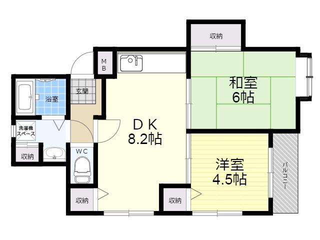 エスポワール武庫之荘2(2DK/1階)の間取り写真