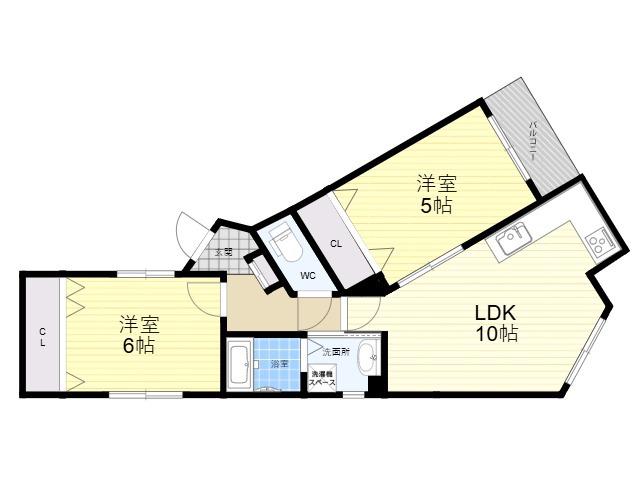 日興レジデンス(2LDK/3階)の間取り写真