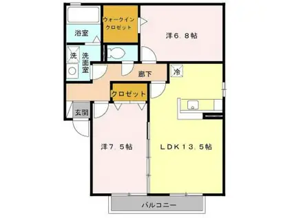 クレールメゾン(2LDK/2階)の間取り写真