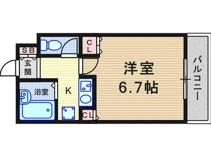 エスティライフ武庫之荘(1K/3階)の間取り写真