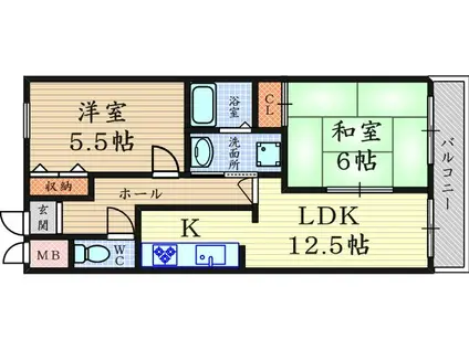 サニーコート伊丹(2LDK/3階)の間取り写真