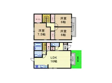 樋口タウンハウス(3LDK)の間取り写真