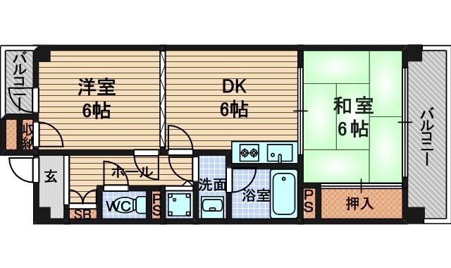 パークヒルズ津田(2DK/3階)の間取り写真