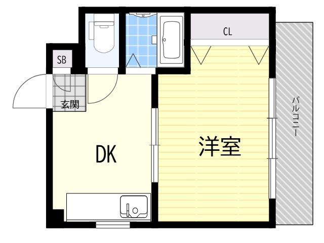 レファインド北立花(1DK/4階)の間取り写真