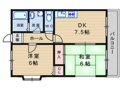 プリベール寿(2DK/2階)の間取り写真