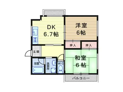 富士マンション(2DK/3階)の間取り写真