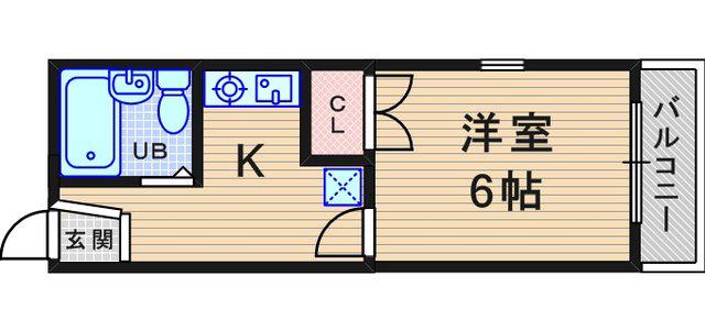 ヴィラエスポワール2(1K/1階)の間取り写真