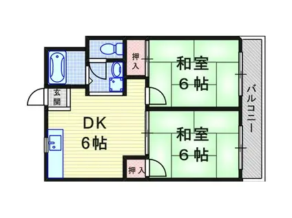 岡治マンション(2DK/2階)の間取り写真