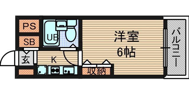 シティーパレス塚口PⅠ・PⅡ(1K/3階)の間取り写真